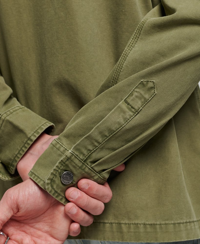 canvas overshirt in olijfgroen kaki