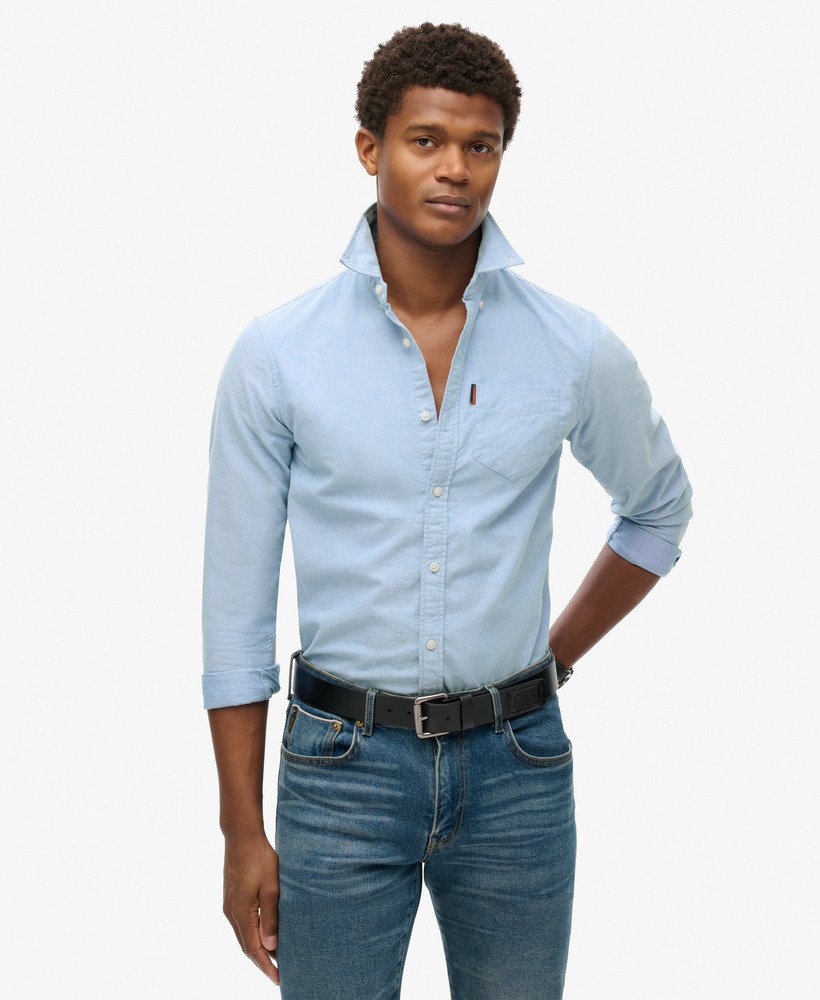 oxford overhemd met lange mouwen in klassiek blauw.