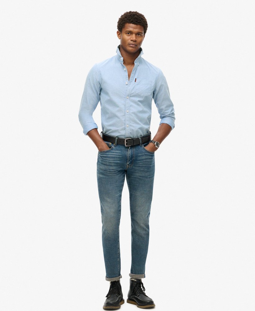 oxford overhemd met lange mouwen in klassiek blauw.