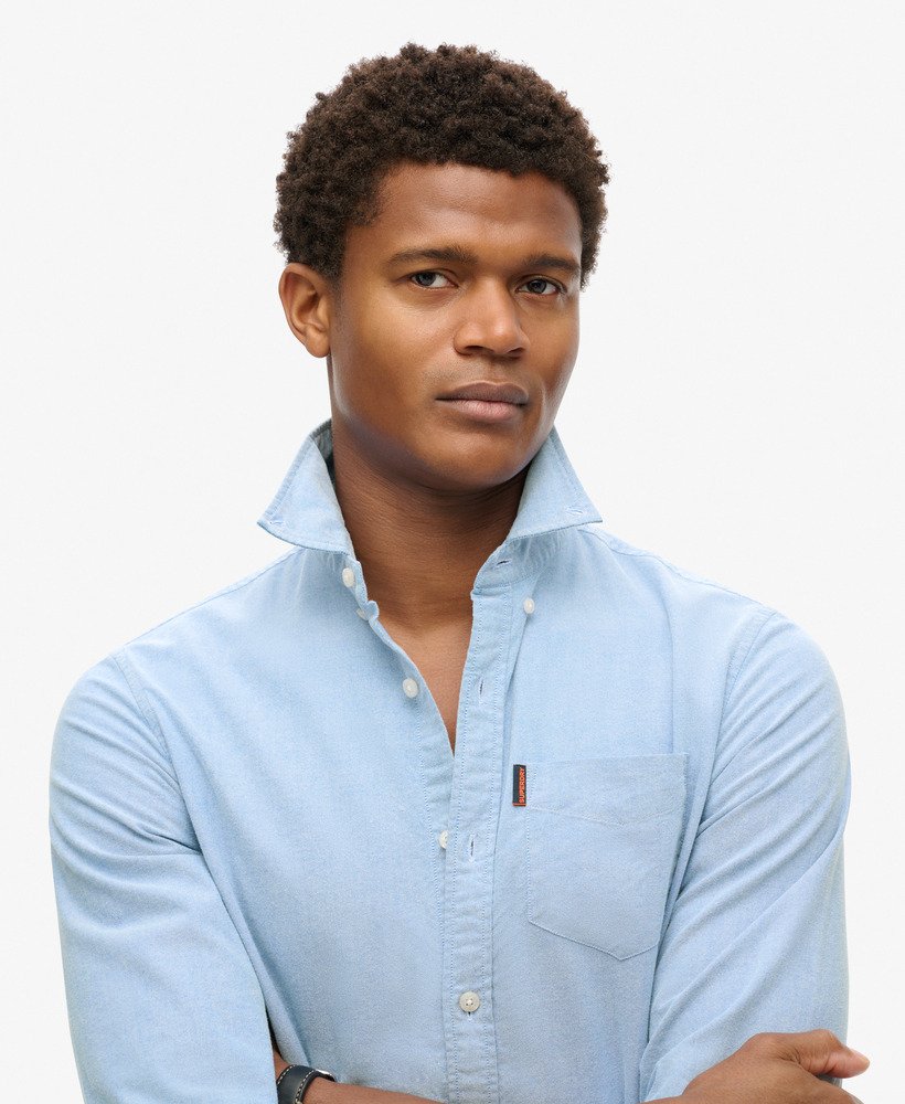 oxford overhemd met lange mouwen in klassiek blauw.