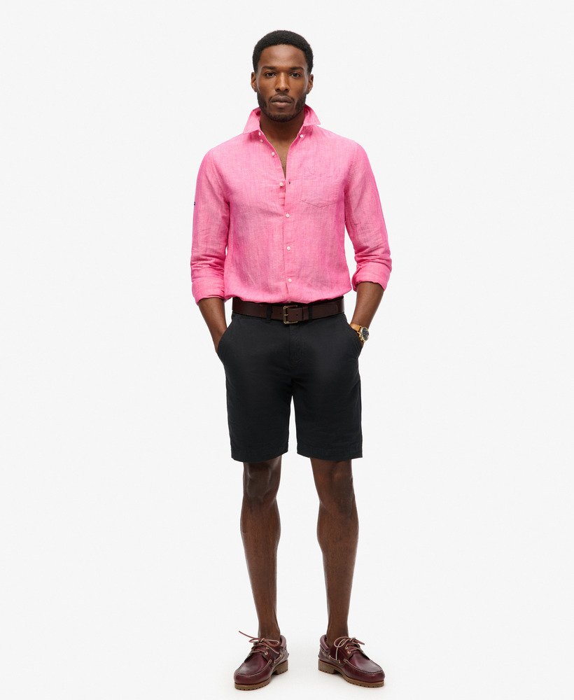 organic cotton studios linnen overhemd met knoopsluiting in vibe pink