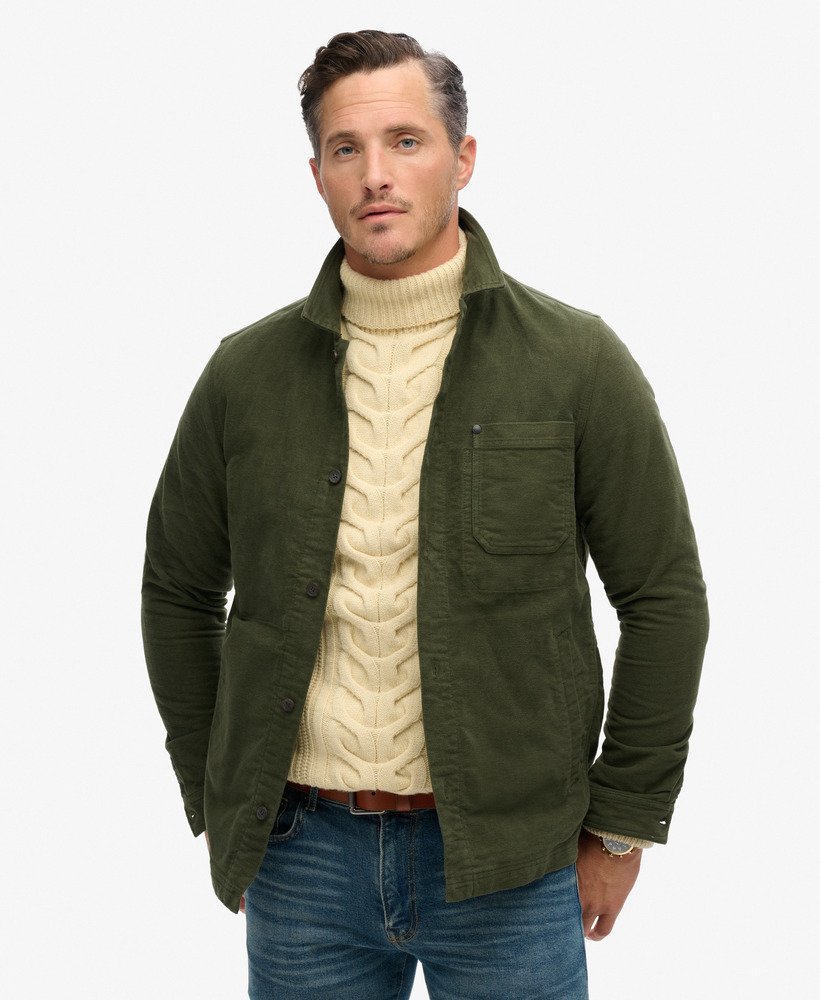 de merchant store - moleskin overshirt in donker mosgroen