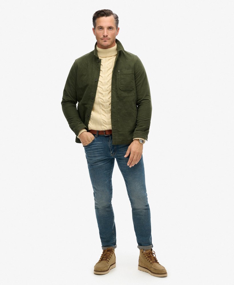 de merchant store - moleskin overshirt in donker mosgroen