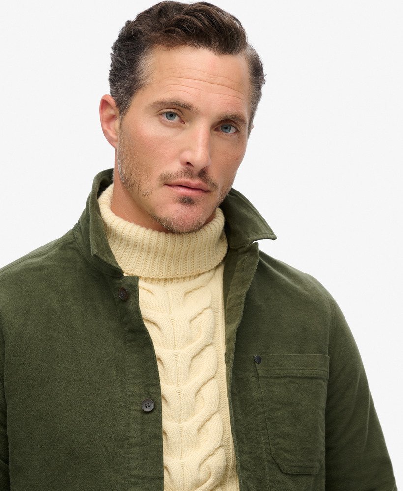 de merchant store - moleskin overshirt in donker mosgroen