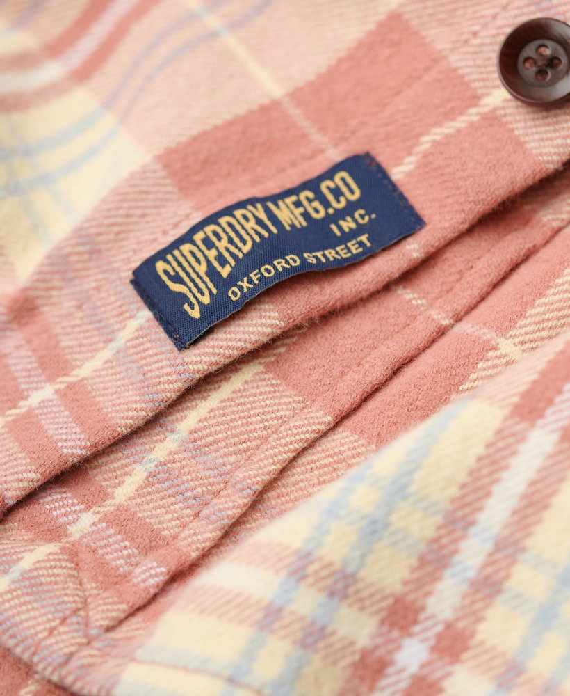 biologisch katoenen geruit overhemd in ranch clay orange check-kleur.