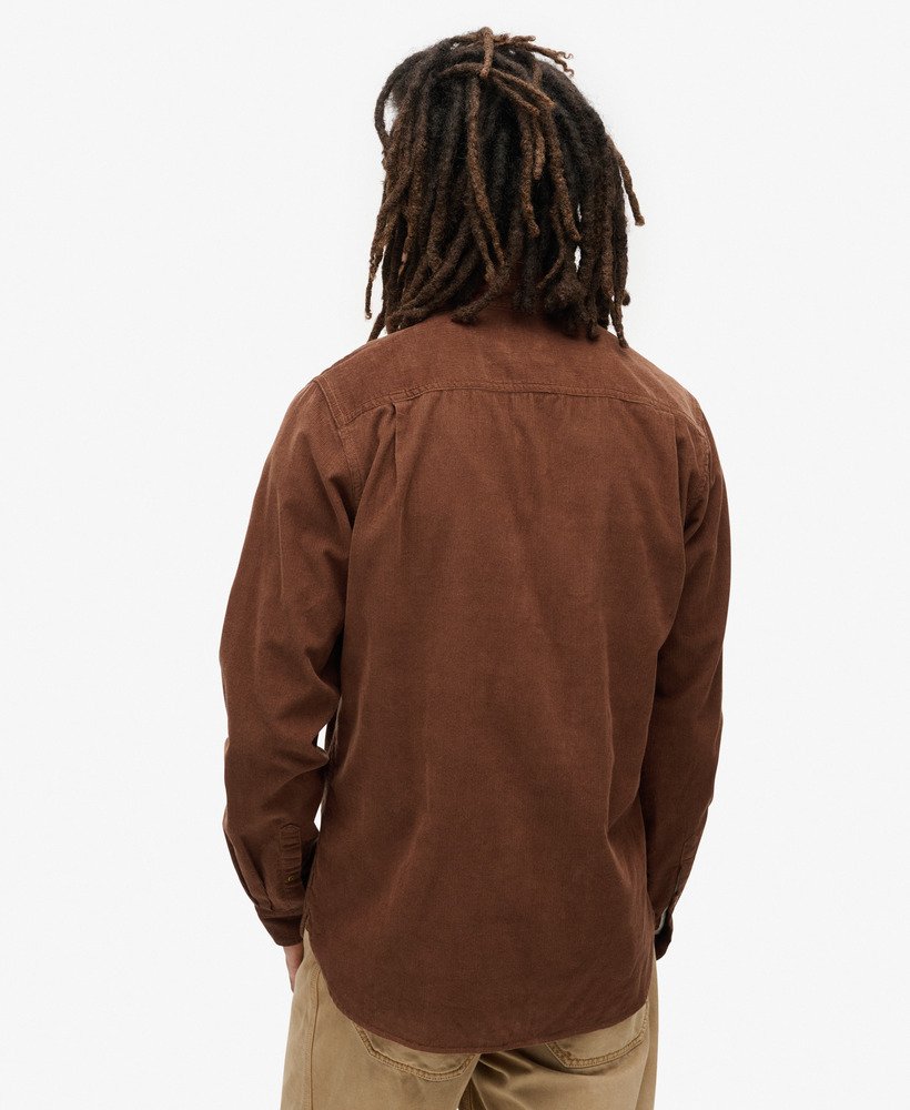 trailsman relaxed fit corduroy shirt in potting soil brown