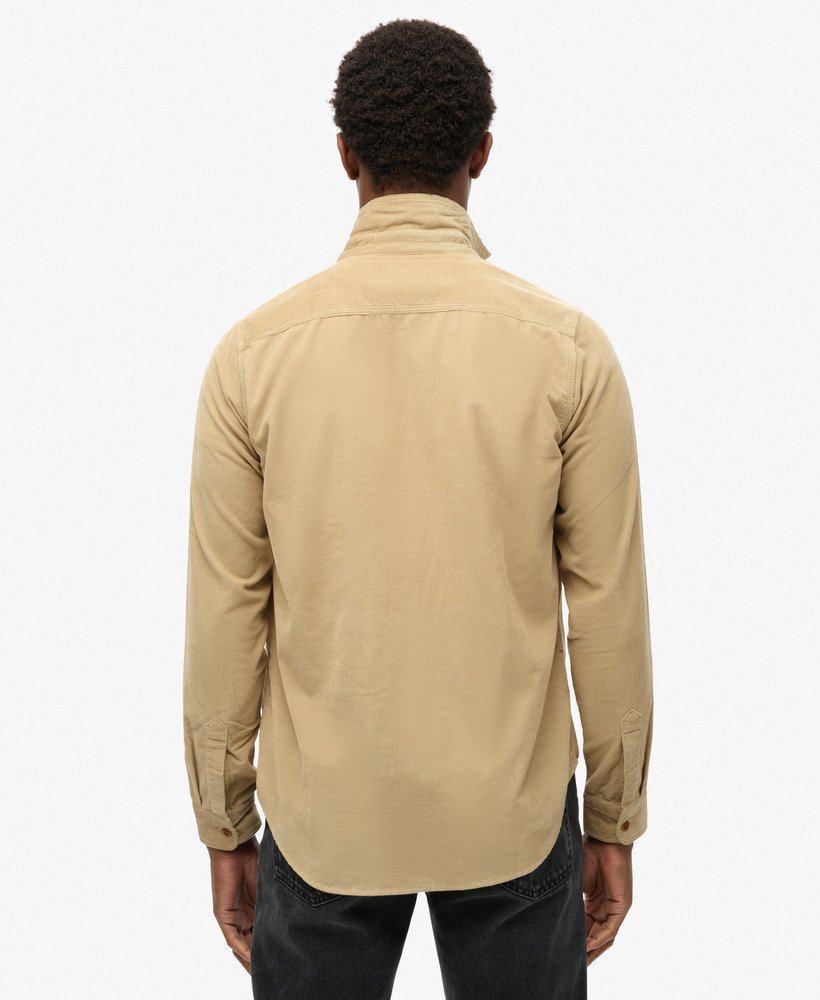 trailsman relaxed fit corduroy overhemd in stonewash taupebruin