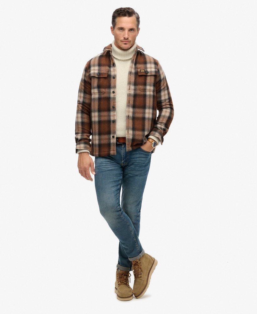 wool miller overshirt in roderick check brown