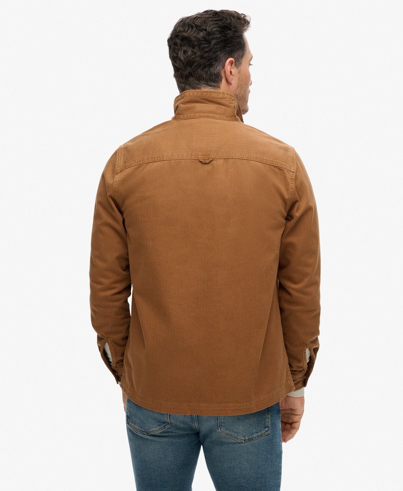 the merchant store - overhemd met visgraatmotief in denim co tabaksbruin