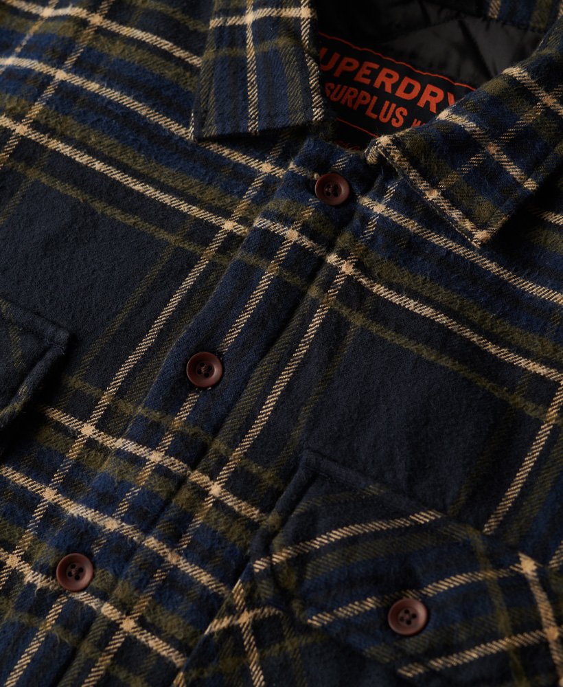 overtollig geruit jack in marineblauw ruitpatroon