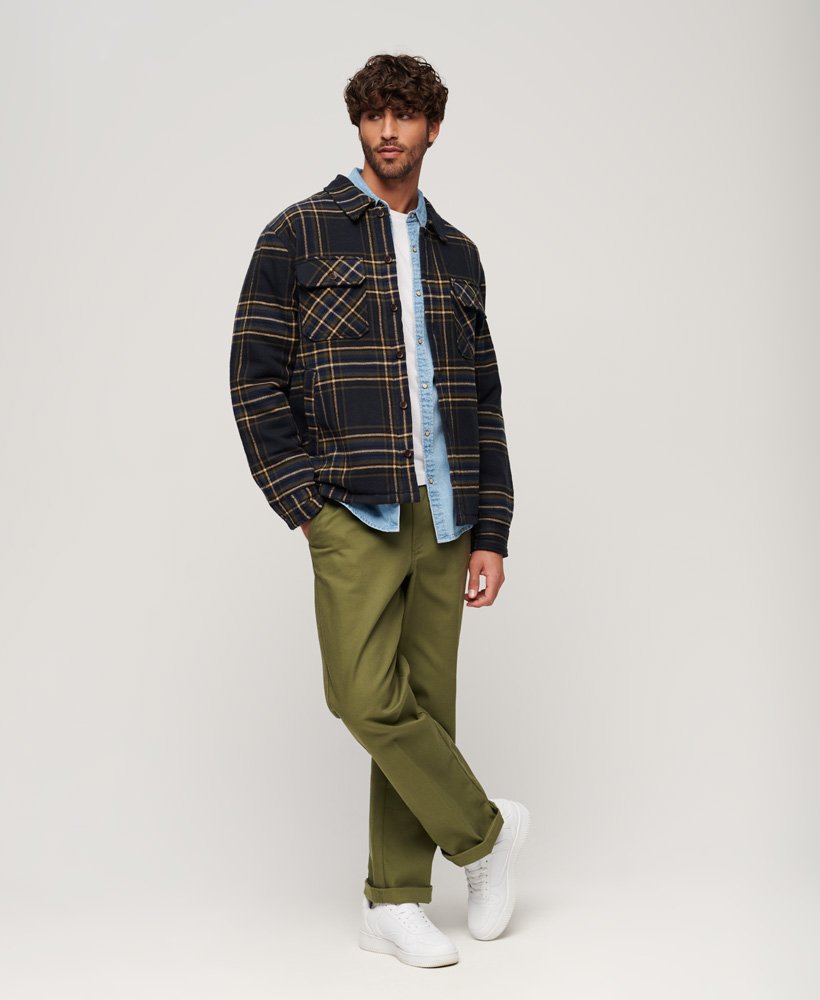 overtollig geruit jack in marineblauw ruitpatroon