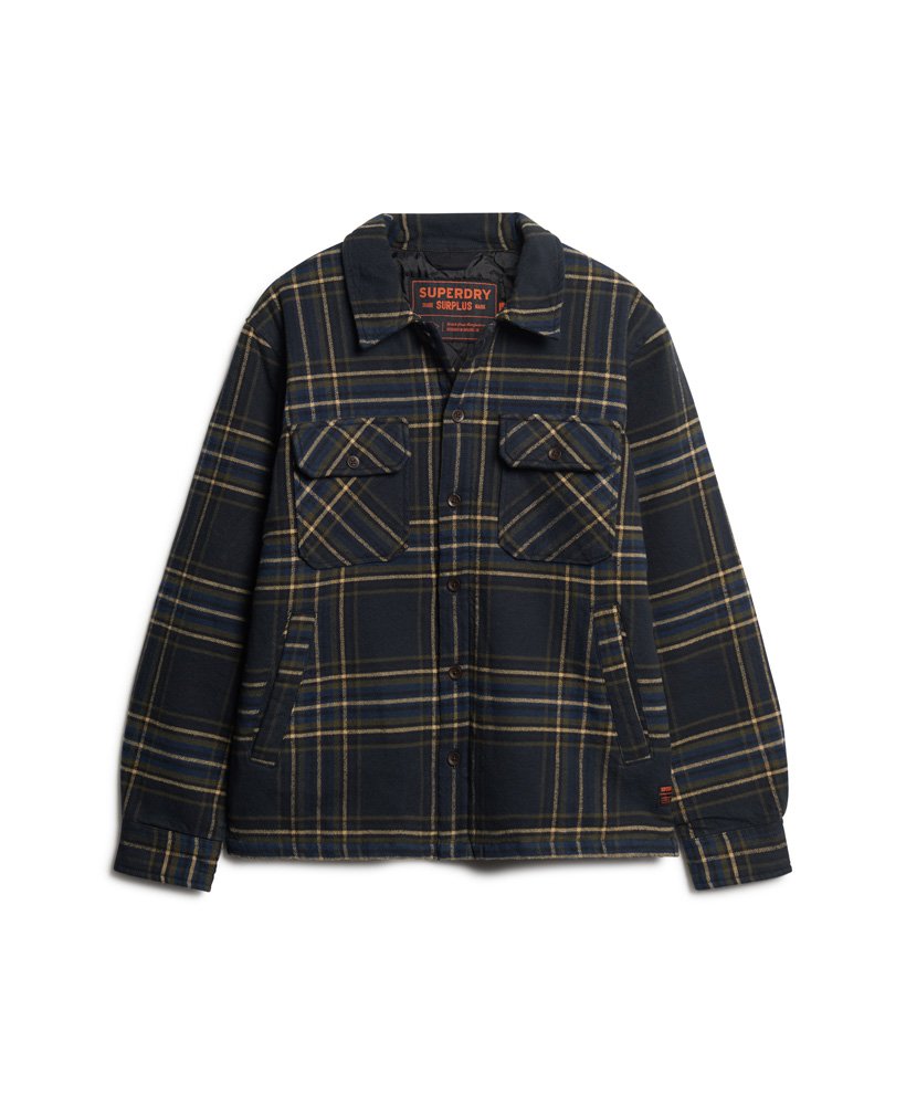overtollig geruit jack in marineblauw ruitpatroon