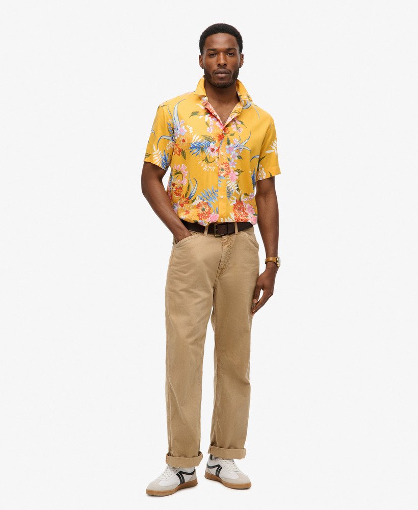 hawaiiaans shirt in anemoongeel
