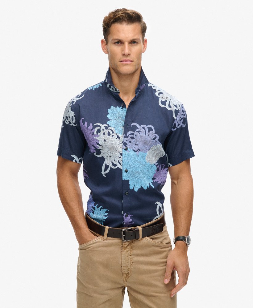 hawaiiaans shirt in chrysanthemum navy