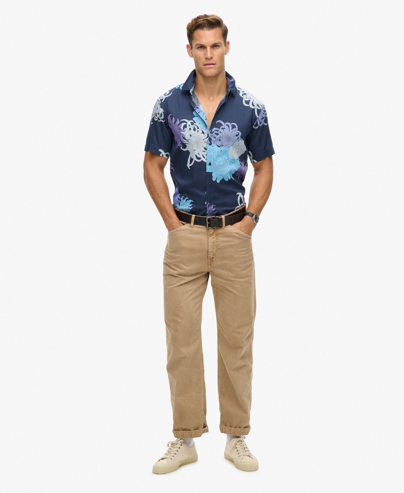 hawaiiaans shirt in chrysanthemum navy