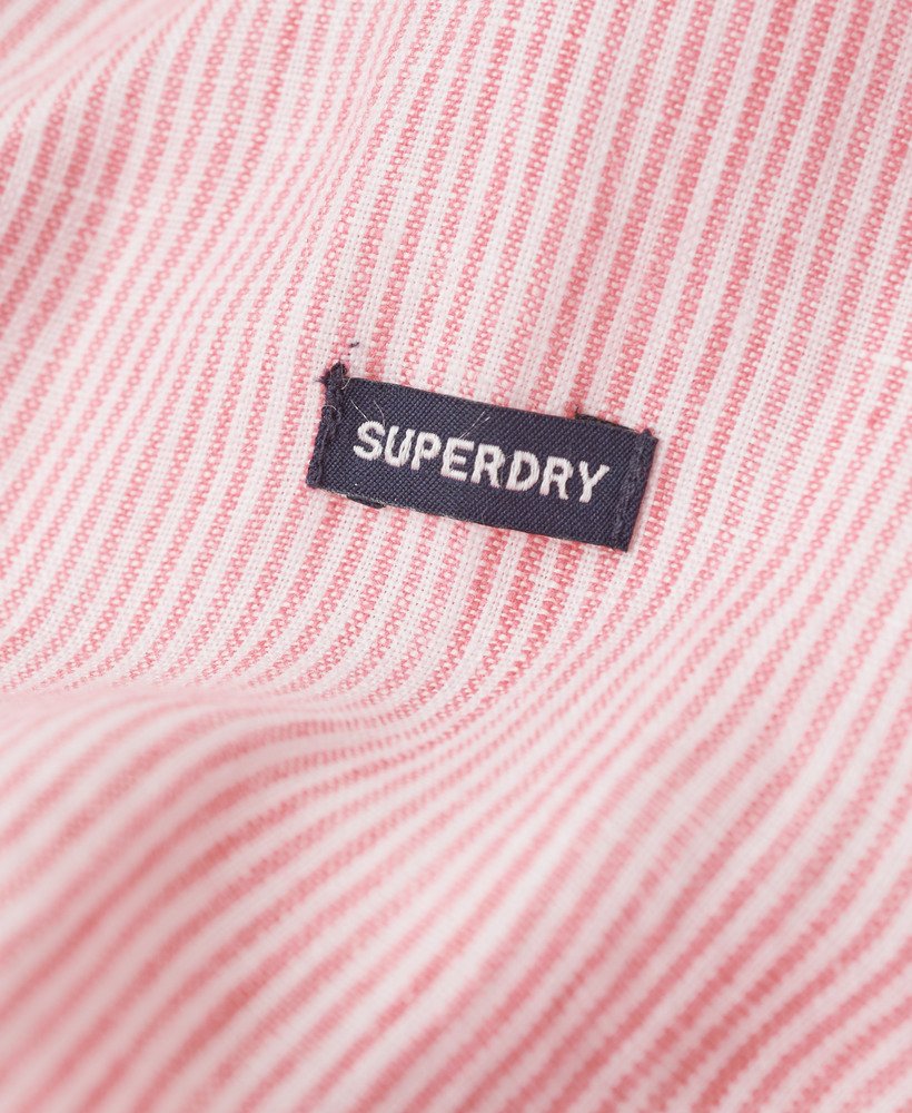 casual linnen shirt met lange mouwen in new house pink stripe