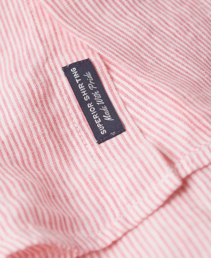 casual linnen shirt met lange mouwen in new house pink stripe