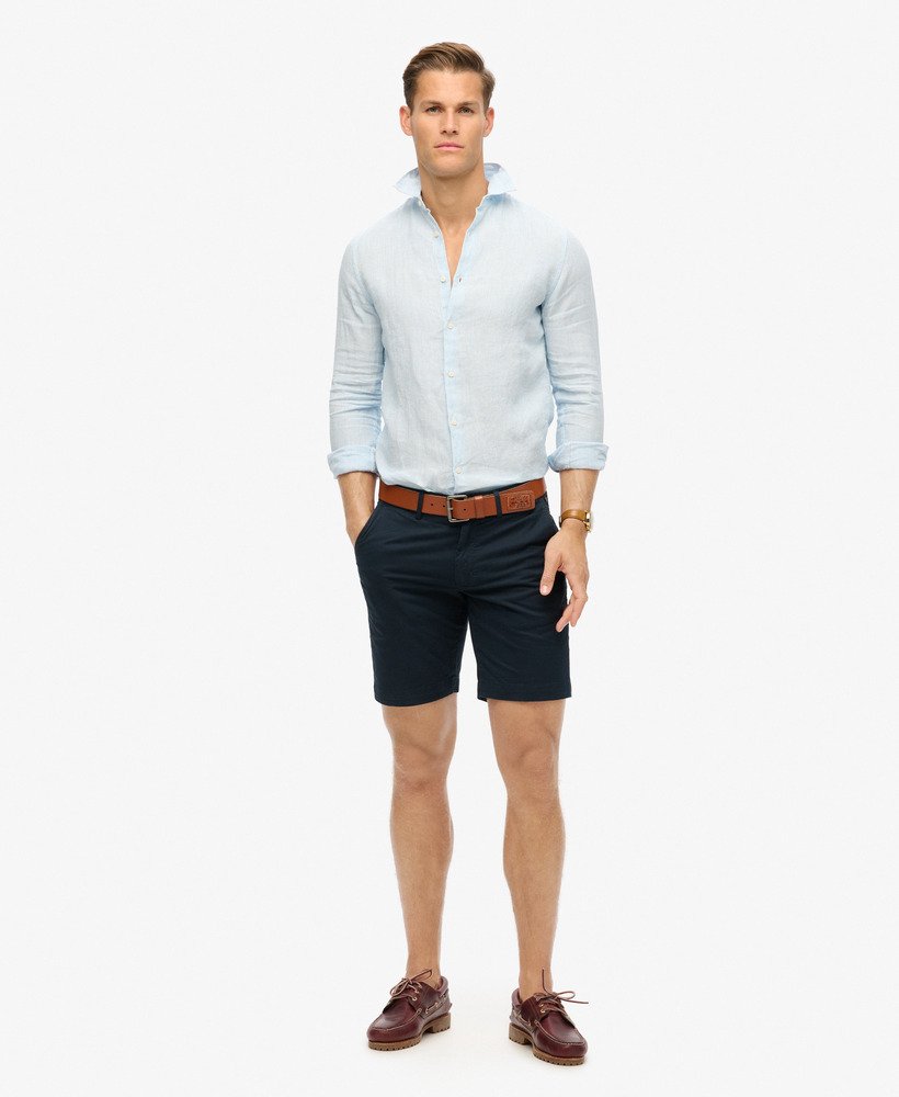casual linnen shirt met lange mouwen in zeegroene strepen