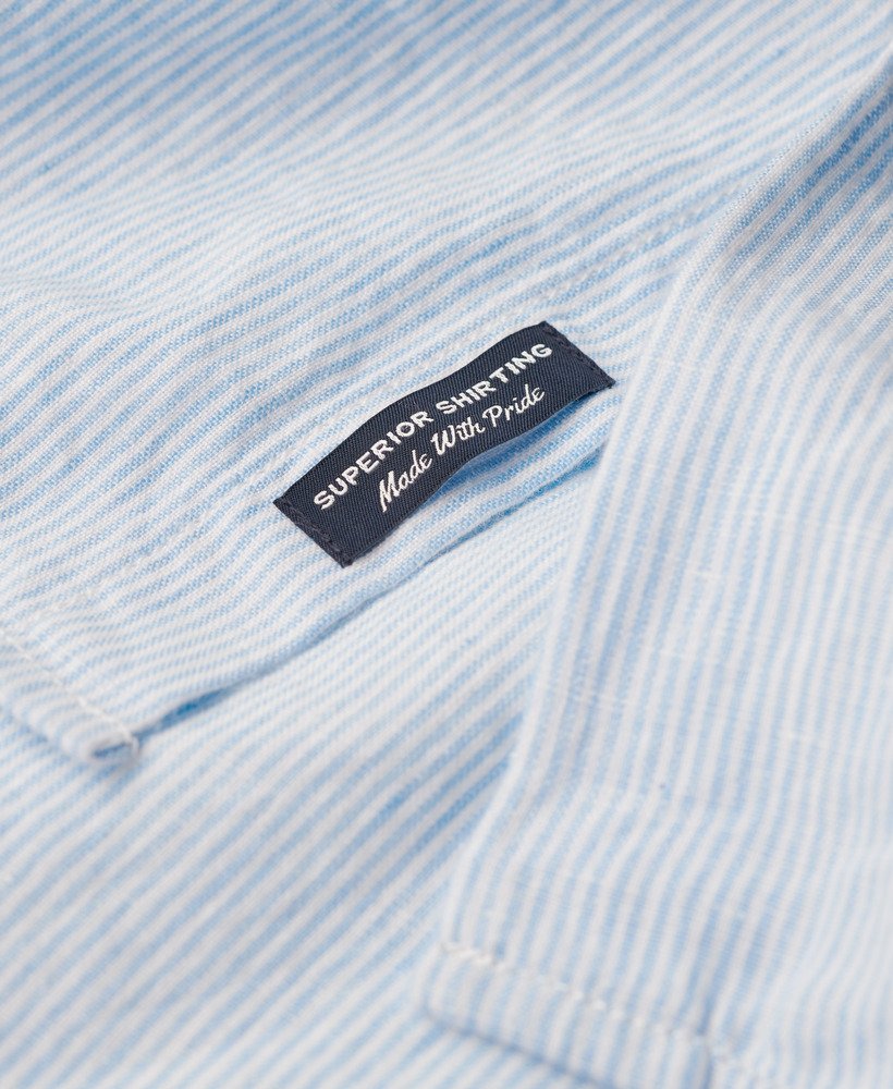 casual linnen shirt met lange mouwen in zeegroene strepen