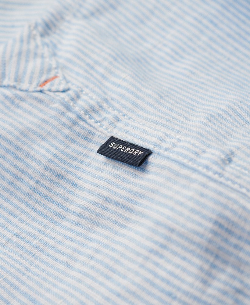 casual linnen shirt met lange mouwen in zeegroene strepen