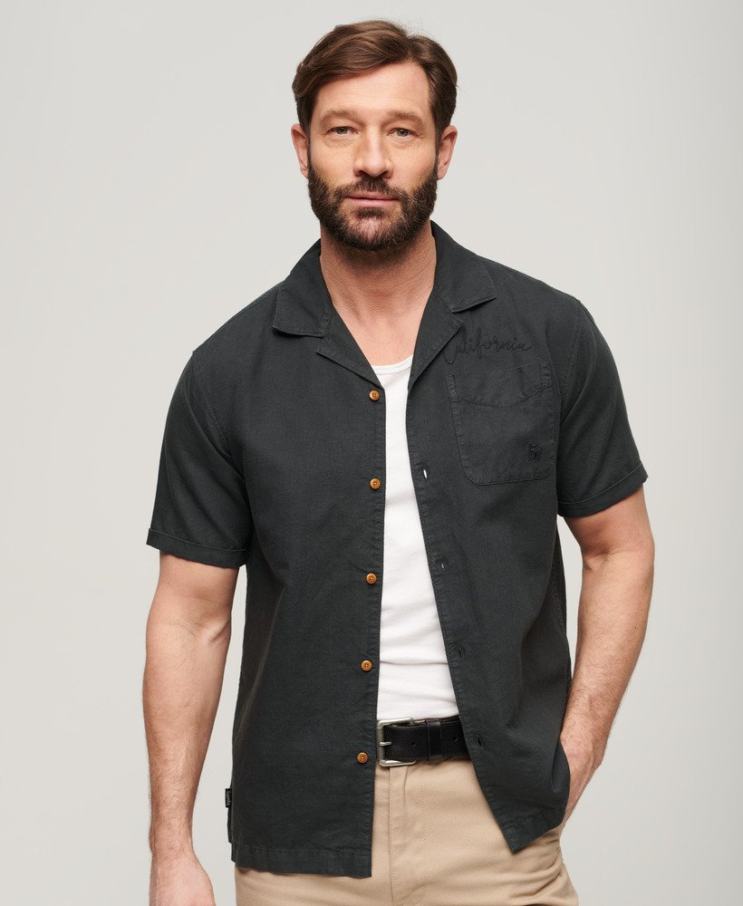 resort t-shirt met korte mouwen in gewassen zwart