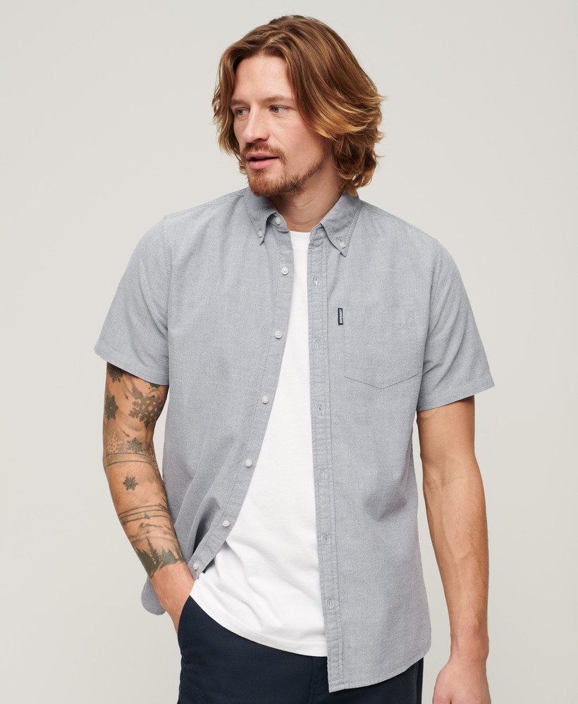 oxford overhemd met korte mouwen in marineblauw