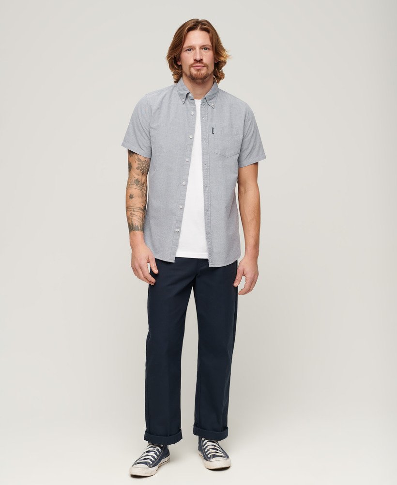oxford overhemd met korte mouwen in marineblauw