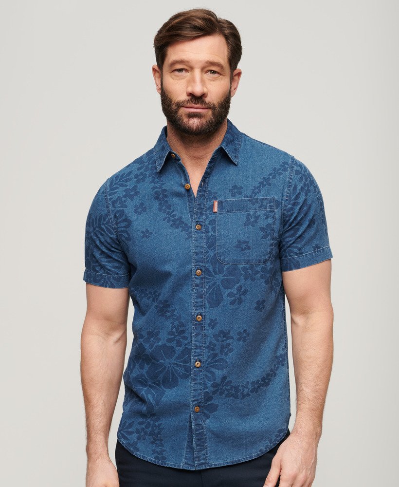 vintage loom t-shirt met korte mouwen in surf school indigo