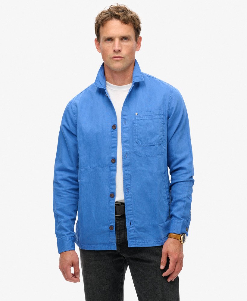 the merchant store - overhemd van linnenmix in true blue