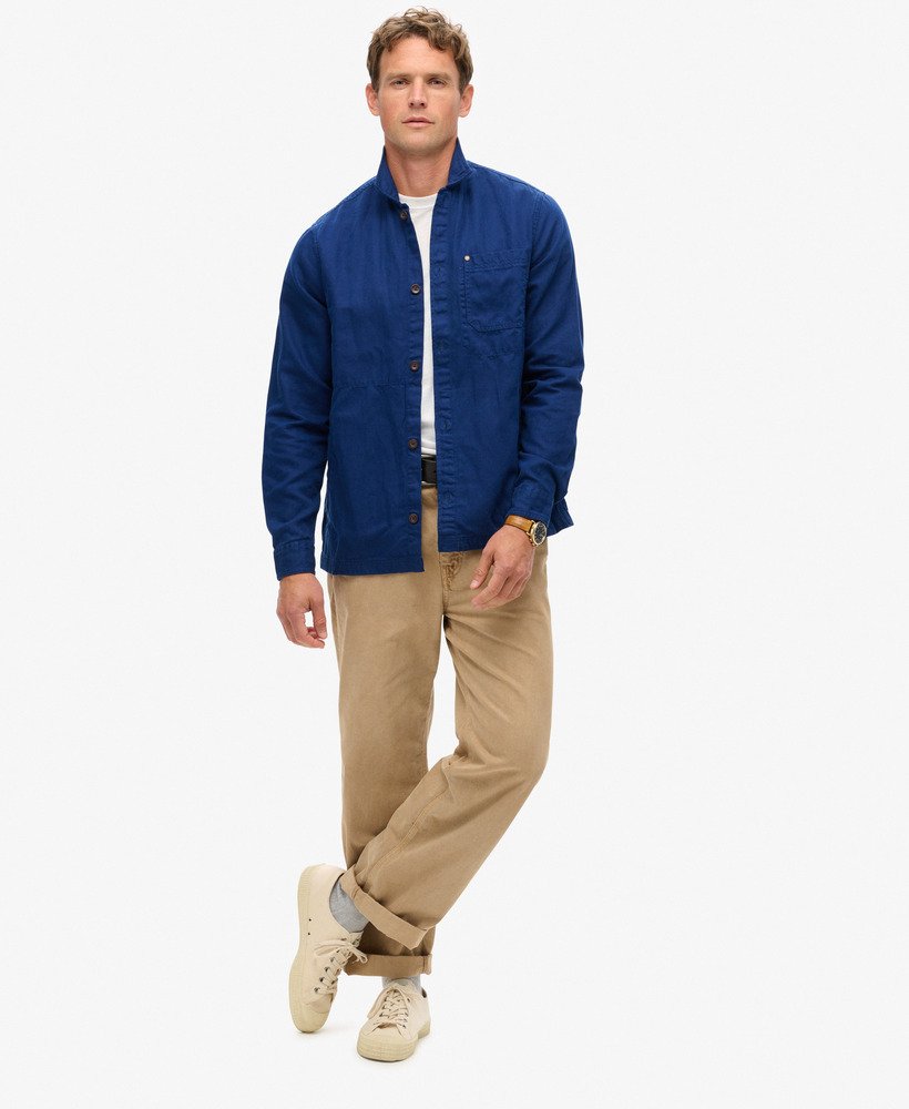 the merchant store - overhemd van linnenmix in supermarine navy