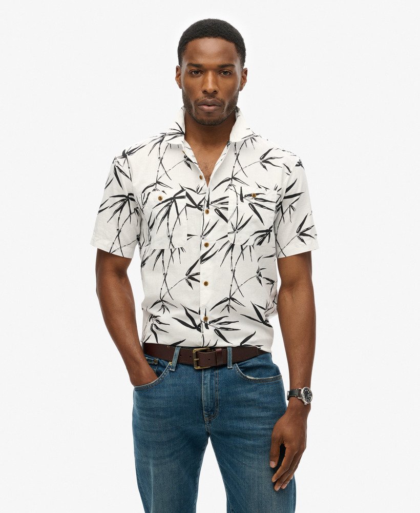 strandshirt met korte mouwen in optisch bamboe.