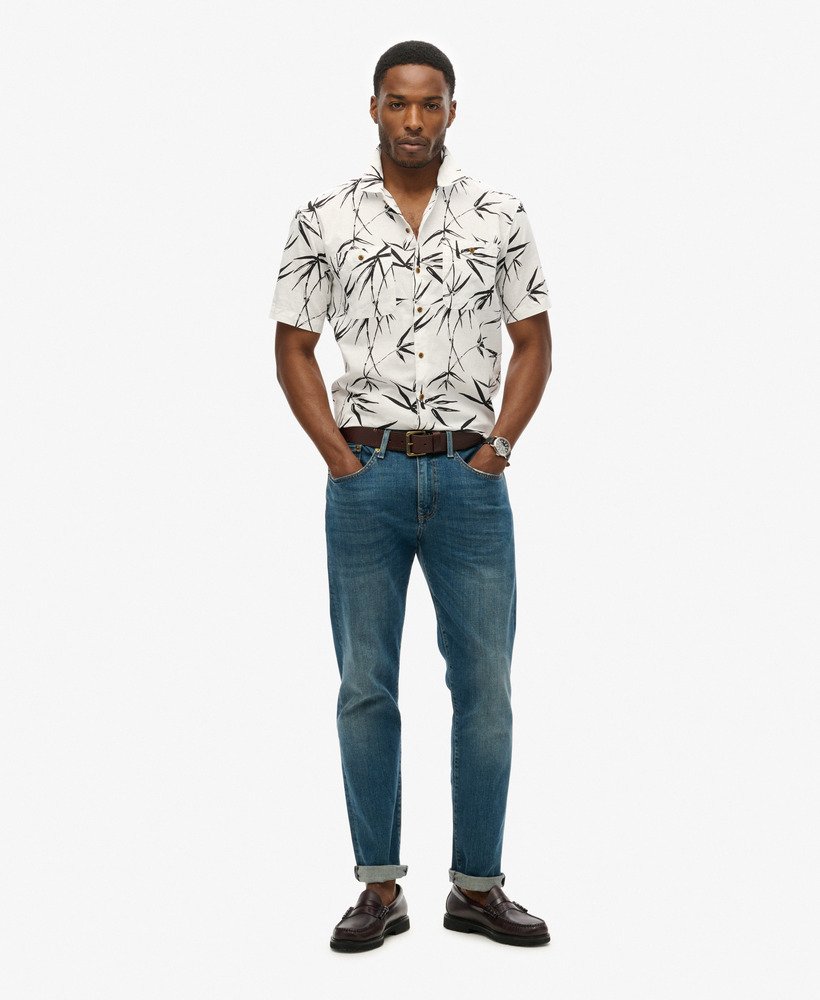 strandshirt met korte mouwen in optisch bamboe.