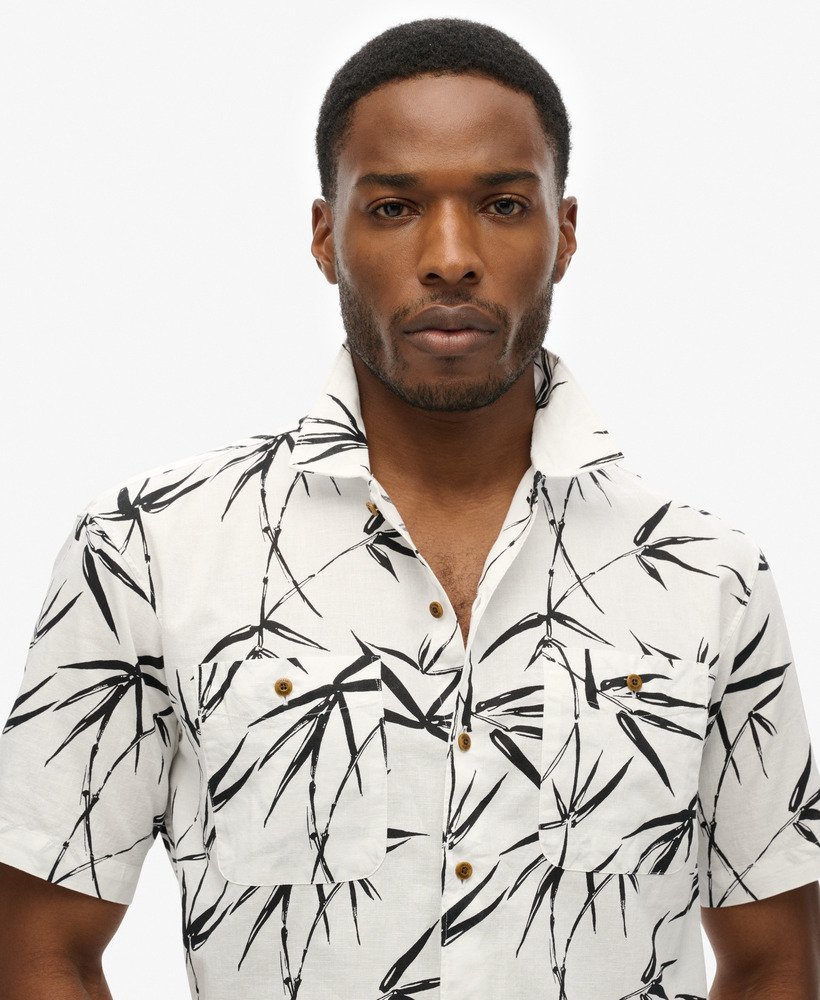 strandshirt met korte mouwen in optisch bamboe.