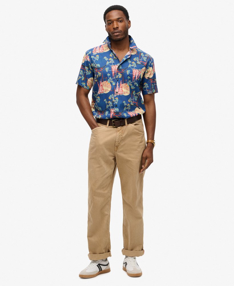 hawaiiaans overhemd in blauwe blauwe kleur