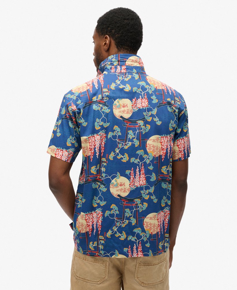 hawaiiaans overhemd in blauwe blauwe kleur