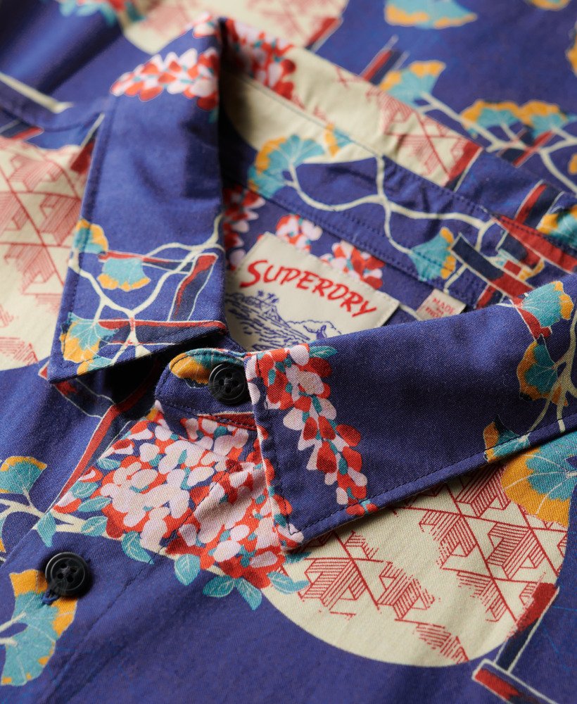 hawaiiaans overhemd in blauwe blauwe kleur