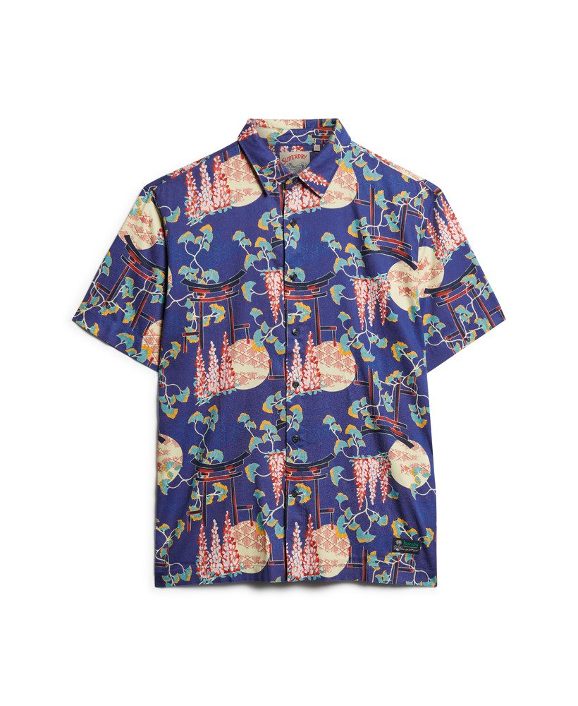 hawaiiaans overhemd in blauwe blauwe kleur