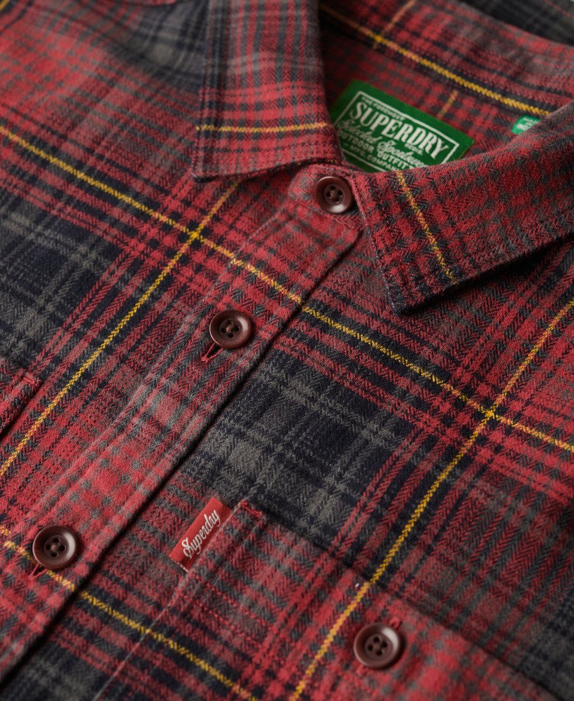 vintage geruit overhemd in boseman-ruitpatroon in rood.