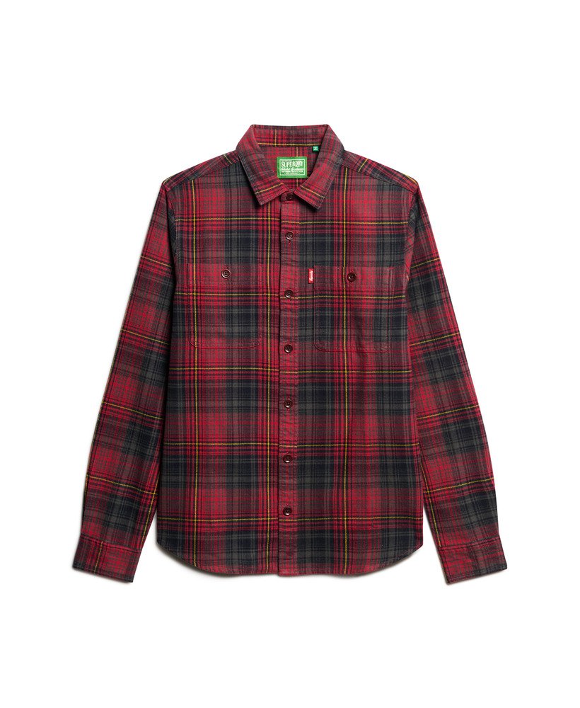 vintage geruit overhemd in boseman-ruitpatroon in rood.