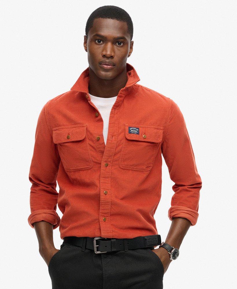 trailsman relaxed fit corduroy shirt in burnt orange