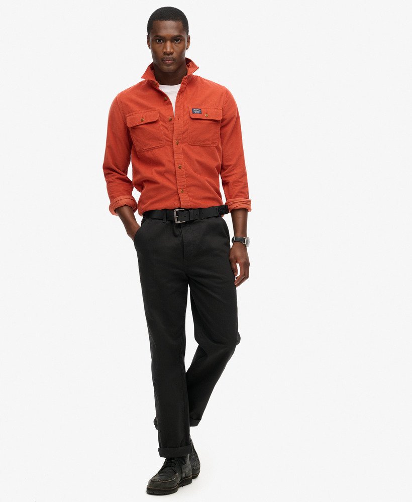 trailsman relaxed fit corduroy shirt in burnt orange