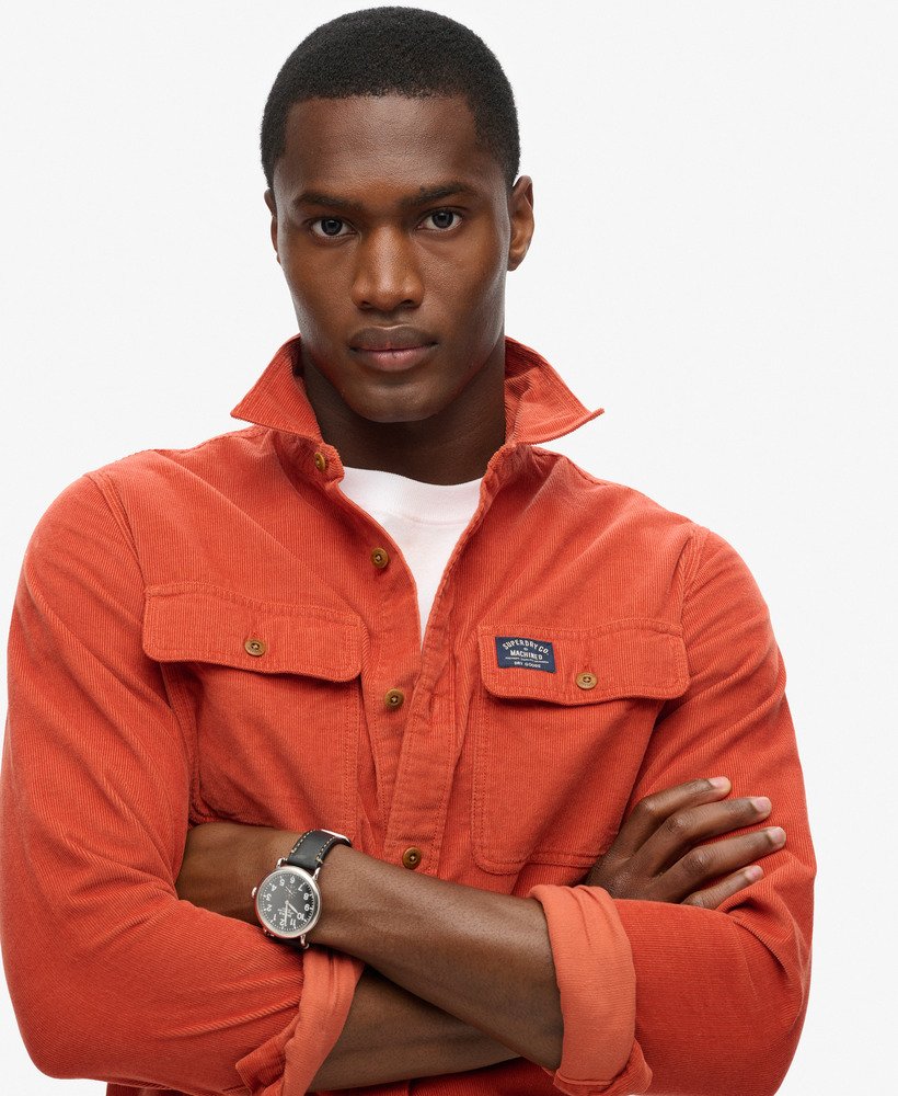 trailsman relaxed fit corduroy shirt in burnt orange
