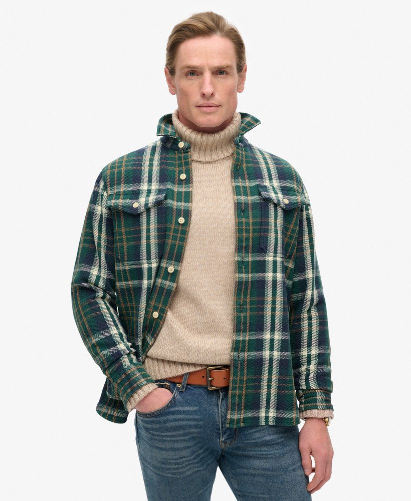 de merchant store - overhemd met zwaar ruitpatroon in merchant check green
