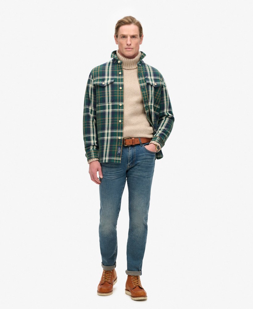 de merchant store - overhemd met zwaar ruitpatroon in merchant check green