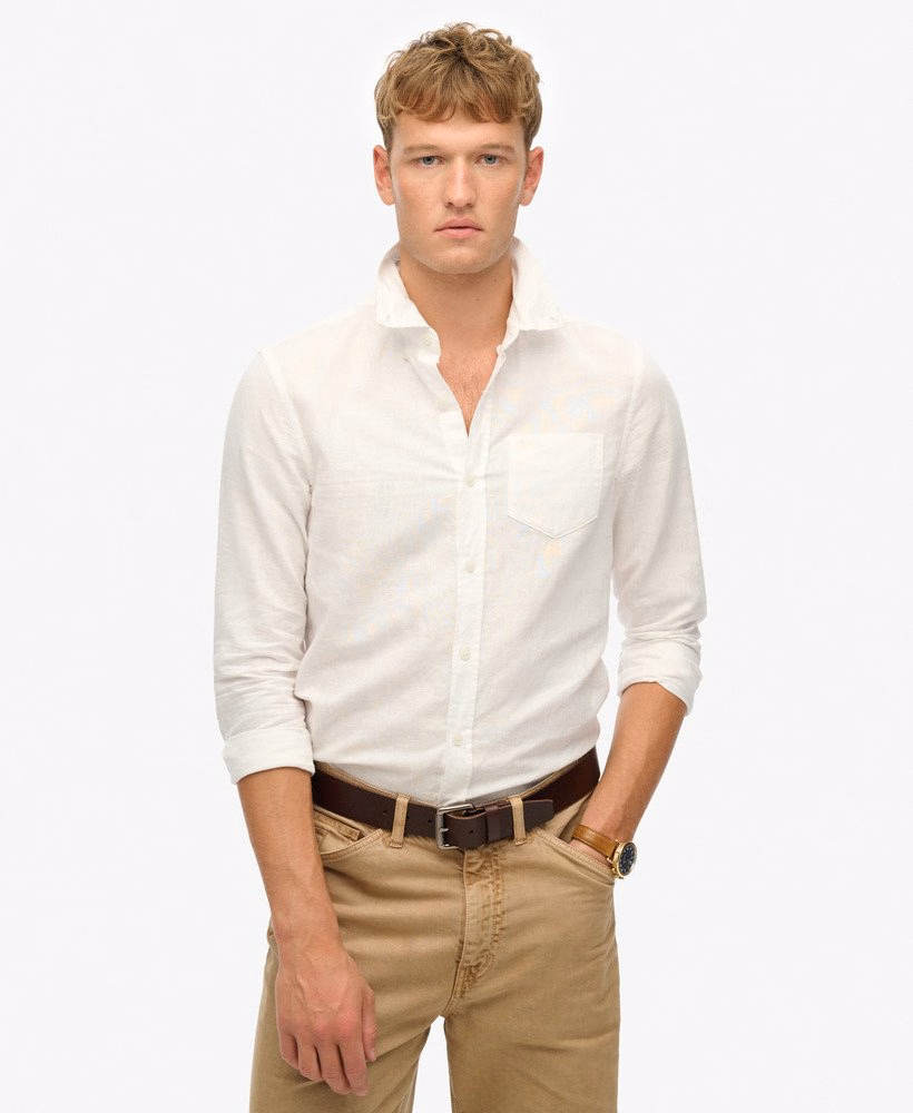Katoenen linnen shirt met lange mouwen