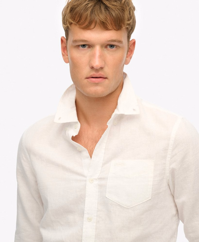 Katoenen linnen shirt met lange mouwen