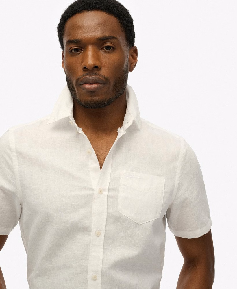 Katoenen linnen shirt met korte mouwen