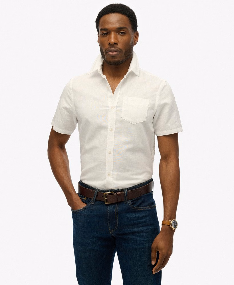 Katoenen linnen shirt met korte mouwen
