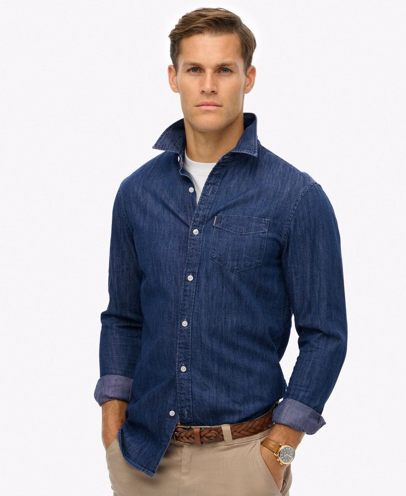 Essentieel denim overhemd met lange mouwen