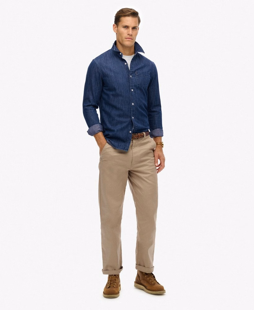Essentieel denim overhemd met lange mouwen